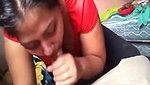 bhabhi in red top blowjob and cum swallow