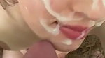 Cute girl gets cum on her face