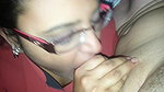 girl with glasses blowjob