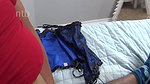 Smooth shaved white pussy and stream of cum pouring out of that big black cock