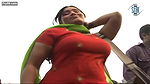 Hot sexy close-up bouncing boobs show in red chudidhar