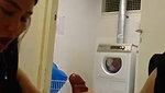 Asian Sucking Laundry Supervisor at Work
