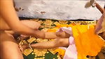 Fair intercourse in yellow sari with domestic wife.