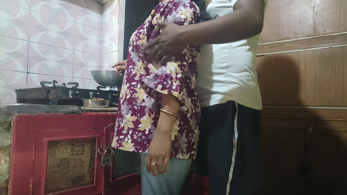 Sister in law first time open sex at kitchen when she cooking
