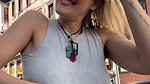 and a pretty blonde girl is fucking in public with foreplay and deep oral throat oral sex blowjob and vaginal intercourse with her tight wet pussy whi_9fd87d18