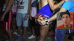 Peeing standing up and trying to push out creampie after sex in public pool_abadb03e