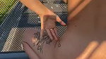 Wife shows her pussy to strangers on the beach. Public exposure_331b1c99