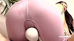 Hot brunette girl in sexy leggings masturbating with hitachi and fingering pussy till squirting orgasm on webcam