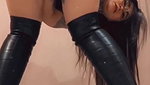 hot brunette glasses girl fingering and dildoing pussy and ass till squirting orgasm on cam