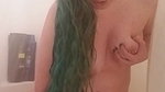 Hot busty glasses amateur cam girl fingering pussy and squirting orgasm in the shower