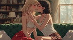 AI Generated Cartoon content, Uncensored video of 18 Year old Anime Girl, Kissing Orgasm of Mature Women