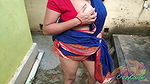 Bhabhi in Blue Saree Pissing BackYard Suck  Devar Dick Cum On Juicy Tits