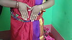 Desi hot aunty Strips in red sharee and fingering with three fingers.