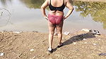 HotGirl21 Sexy Desi sister-in-law of the village bathed in the forest river.