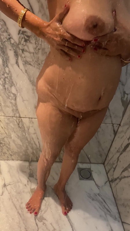 Radhika taking bath.