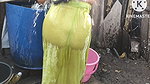 Anita yadav bathing outside with dance. T