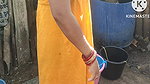 Anita yadav bathing outside with hot.