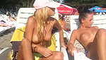 Sexy blonde fuck the life guard behind the rocks on the beach. Public sex_9a8555e2