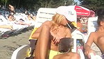 Sexy blonde fuck the life guard behind the rocks on the beach. Public sex_9a8555e2