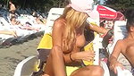Sexy blonde fuck the life guard behind the rocks on the beach. Public sex_9a8555e2