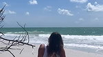 Asian bodybuilder barely covered at the beach_c1ae49fb