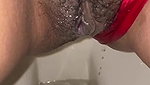 Desi girl amazing sexy peeing clear view with red panty.