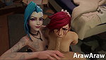 VI And Jinx Araw Araw League Of Legends Animated Hentai 3 D CGI Video