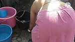indian housewife bathing