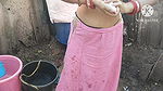indian housewife bathing