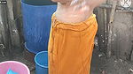 Anita yadav bathing outside with hot