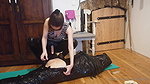 Pegging Queen Mummification pegging in latex