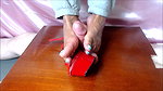 Footjob between red high heel ball stepping ballbusting2k