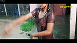 Two hot young girl enjoying in rain scene making