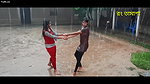 Two hot young girl enjoying in rain scene making