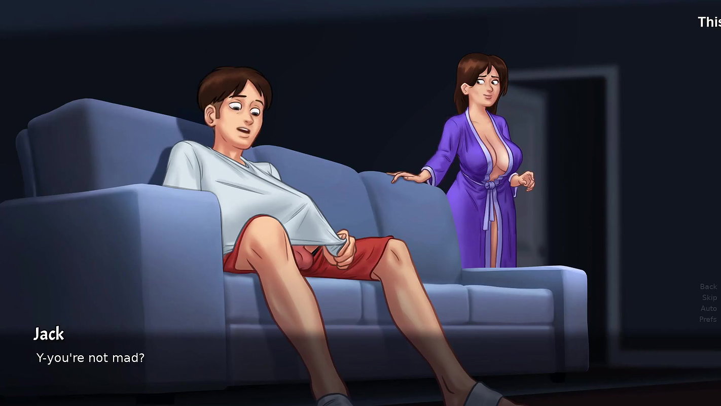 Stepmom flaunt her pussy to his Stepson while watching porn(Summertime Saga)