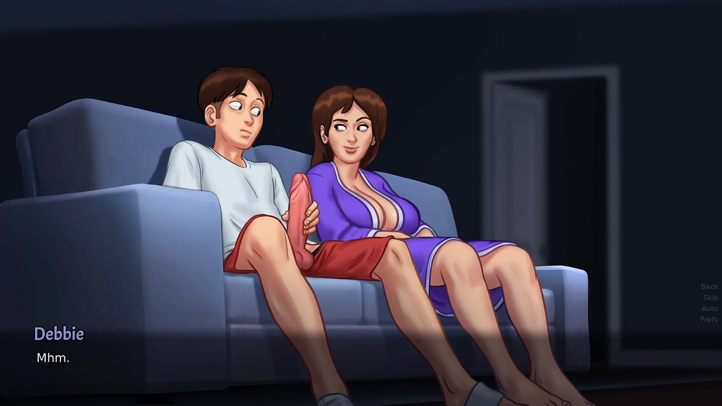 Stepmom flaunt her pussy to his Stepson while watching porn(Summertime Saga)