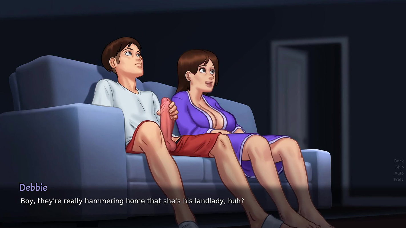 Stepmom flaunt her pussy to his Stepson while watching porn(Summertime Saga)