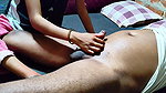 Stepsister applied oil on my penis and caressed it