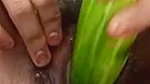 Teen college girl masterbating using cucumber