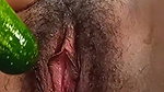 Teen college girl masterbating using cucumber