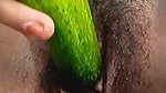 Teen college girl masterbating using cucumber