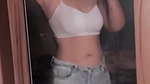 desi busty girl mirror selfie in white bra and jeans 2