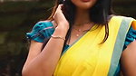 malayali model sexy navel in yellow saree 2