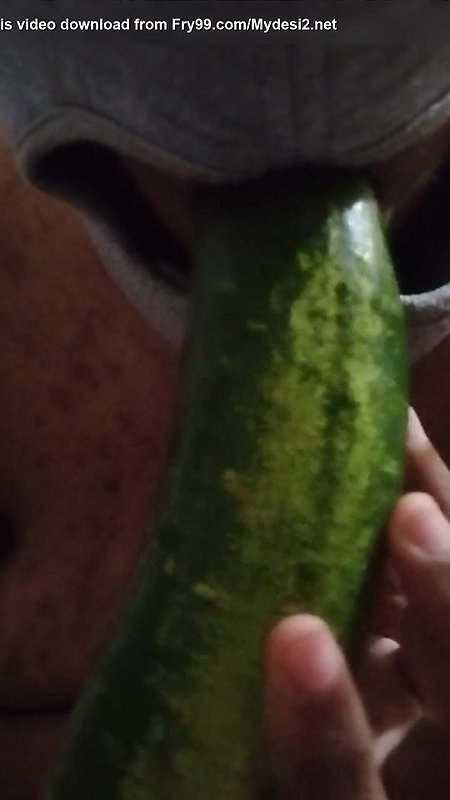 Busty bitch playing with herself and fucking herself with a cucumber