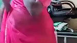 Swathi naidu in pink saree getting ready