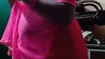 Swathi naidu in pink saree getting ready