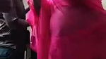 Swathi naidu in pink saree getting ready