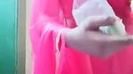 Swathi naidu in pink saree getting ready