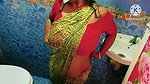 Desi Horny Girl Bathing in a Seductive Way with Saree and Red Blouse – Must See Full Video