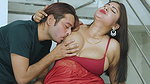 Stepbrother had sex with stepsister in the Teris Balcony while taking a Doggy position big boobs